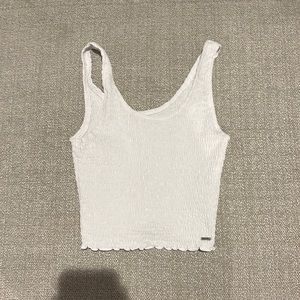 Hollister smocked white tank top